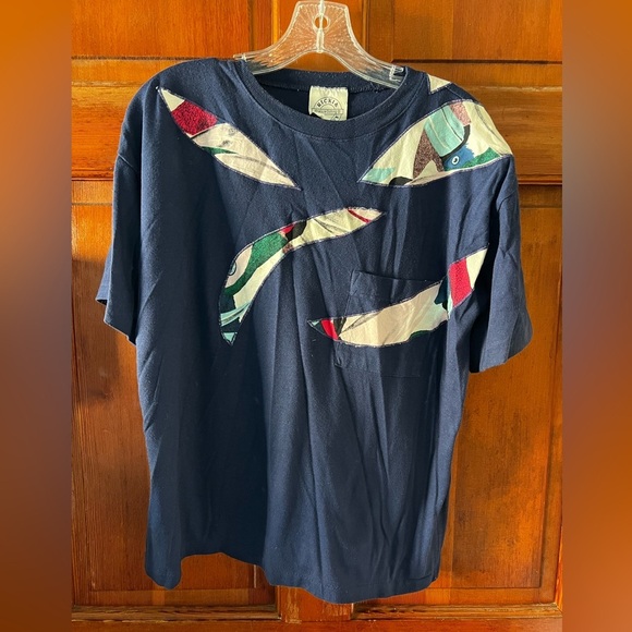 Vintage 80s Ricki & Company Navy Graphic Appliqué T-Shirt Birds Design (Size M) - Picture 7 of 8